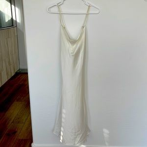 Ivory mini dress. Cowl neck